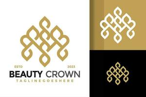 Letter B Beauty Crown and Leaf logo vector icon illustration