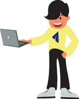 Illustration of a boy with laptop. vector
