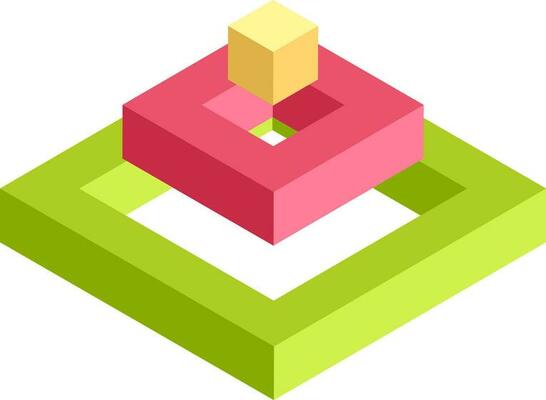 Colorful square shape infographic elements on white background.