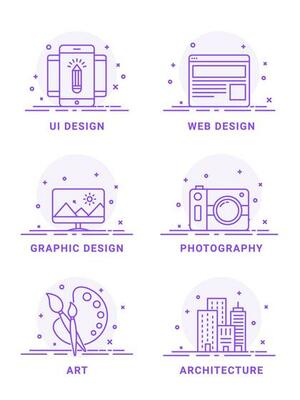Set of various symbols.