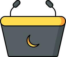 Microphones podium with crescent moon icon in gray and yellow color. vector