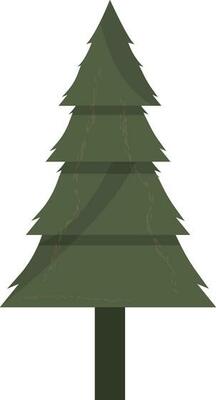 Green Xmas Tree Element In Flat Style.