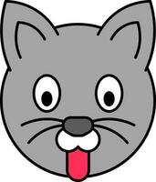 Funny Cat Face icon in grey color. vector