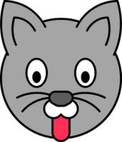 Funny Cat Face icon in grey color. vector