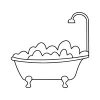 Cute hand drawn water bath. Doodle vector illustration for home interior. Isolated on white background. Vector illustration. High quality illustration