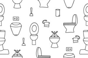 Toilet bowl pattern seamless. Toilet bathroom seamless doodle pattern. Vector