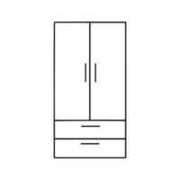 Wardrobe icon. Big cupboard. Black contour linear silhouette. Front view. Editable strokes. Vector simple flat graphic illustration. Isolated object on a white background. Vector