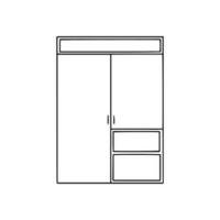 Wardrobe icon. Big cupboard. Black contour linear silhouette. Front view. Editable strokes. Vector simple flat graphic illustration. Isolated object on a white background. Vector