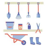 A set of various tools for the garden and cottages vector