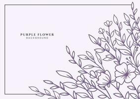 Beautiful Hand drawn Purple flowers and leaves on white background for wedding invitation or engagement or greeting card vector