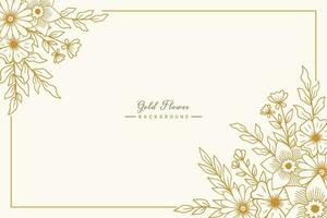 Beautiful Hand drawn gold flowers and leaves on white background for wedding invitations or engagement or greeting card vector