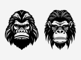 gorilla hand drawn logo design illustration vector