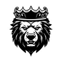 bear wearing a crown hand drawn logo design illustration vector