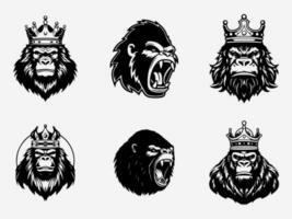 cautivador mano dibujado gorila logo diseño, presentando negrita líneas y feroz expresión, representando resiliencia, determinación, y primitivo instintos vector