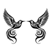 Dynamic and captivating flying bird tribal tattoo, combining tribal motifs and avian elements. Embodying power, agility, and the desire for adventure. vector