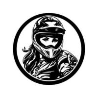 motocross niña motorista logo diseño ilustración vector