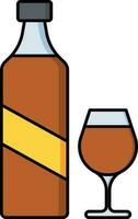 Drink Bottle with Glass icon in brown and yellow color. vector