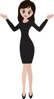 Business girl wearing black dress. vector