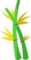 Green bamboo icon with yellow leaf in half shadow. vector