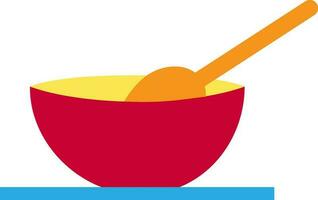 Orange spoon in red bowl. vector