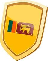 Golden shield with Flag of Sri Lanka. vector