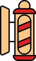 Illustration Of Barber Pole Icon In Red And Orange Color. vector