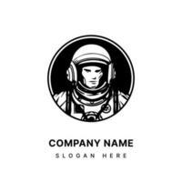 explorar nuevo fronteras con nuestra astronauta inspirado logo diseño. atrevido, futurista, y Listo a lanzamiento tu marca dentro espacio. vector