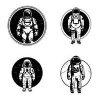 Ignite your brand's journey with our captivating astronaut illustration logo. Capturing the essence of ambition, discovery, and limitless possibilities vector