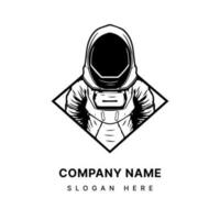 alcanzar para el estrellas con nuestra astronauta temática logo diseño. encarnando aventura, curiosidad, y el espíritu de exploración vector