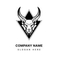 Mystical and enigmatic Baphomet head illustration logo design for a unique and captivating brand identity. Occult, symbolism, and mystery. vector