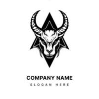 Embrace the enigmatic allure of the Baphomet head illustration logo design. Intriguing, occult inspired, and perfect for a brand that stands out. vector