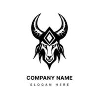 baphomet head illustration logo design vector