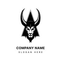 Harness the power of symbolism with a striking Baphomet head illustration logo design. Bold, mysterious, and evocative for a captivating brand. vector