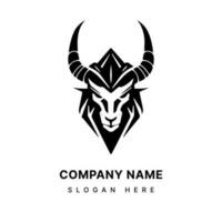 Mystical and enigmatic Baphomet head illustration logo design for a unique and captivating brand identity. Occult, symbolism, and mystery. vector