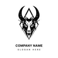 Harness the power of symbolism with a striking Baphomet head illustration logo design. Bold, mysterious, and evocative for a captivating brand. vector