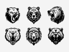 bear hand drawn logo design illustration vector