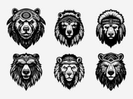 Hand drawn bear logo design illustration that combines elegance and playfulness. Suitable for children's brands, organic products, and creative ventures. vector