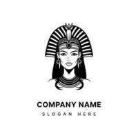 Captivating Cleopatra inspired logo design with a hand drawn touch, exuding elegance, power, and timeless allure. Perfect for luxury brands and beauty businesses. vector