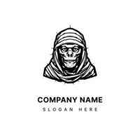 creepy mummy hand drawn logo design illustration vector