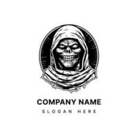 Embrace the macabre with this chilling mummy hand drawn logo design illustration. Bring a touch of horror to your projects, from gaming to apparel, with this spine tingling artwork. vector