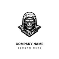 Embrace the macabre with this chilling mummy hand drawn logo design illustration. Bring a touch of horror to your projects, from gaming to apparel, with this spine tingling artwork. vector