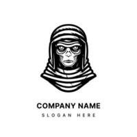 creepy mummy hand drawn logo design illustration vector