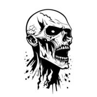 Siniestro zombi mano dibujado logo diseño ilustración vector