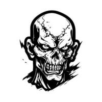 Bring your brand to life with a spooky touch using this hand drawn logo design illustration featuring a creepy zombie. Perfect for haunted attractions and gaming logos vector