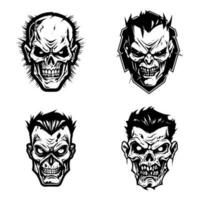 creepy zombie hand drawn logo design illustration vector