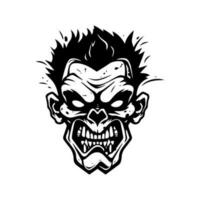 Bring your brand to life with a spooky touch using this hand drawn logo design illustration featuring a creepy zombie. Perfect for haunted attractions and gaming logos vector