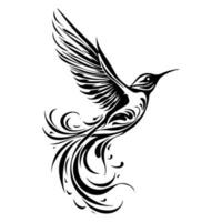 Tribal inspired flying bird tattoo illustration, showcasing elegance and grace. A symbol of liberation and spiritual connection to nature. vector