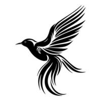 Tribal inspired flying bird tattoo illustration, showcasing elegance and grace. A symbol of liberation and spiritual connection to nature. vector
