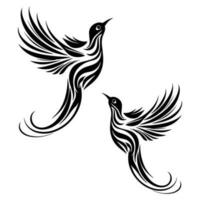 Majestic flying bird tribal tattoo design with intricate details and bold lines, representing freedom and strength. Perfect for body art enthusiasts. vector