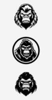 Majestic gorilla logo design with intricate hand drawn details, showcasing strength, power, and wild beauty. A symbol of primal energy and untamed spirit. vector